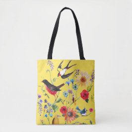 Bolsa Tote Aves de flor selvagem