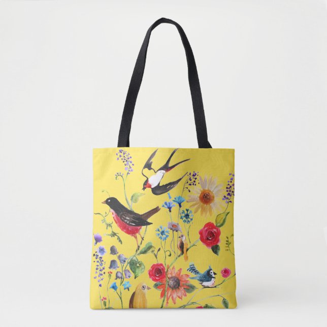 Bolsa Tote Aves de flor selvagem (Frente)