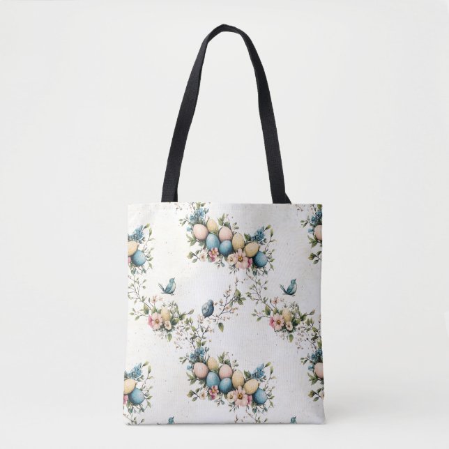 Bolsa Tote Aves de Páscoa Aquáticas e Primavera Floral (Frente)