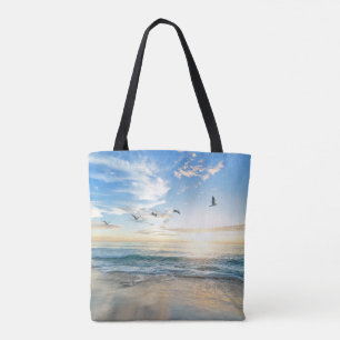 Bolsa Tote Aves em voo sobre o oceano
