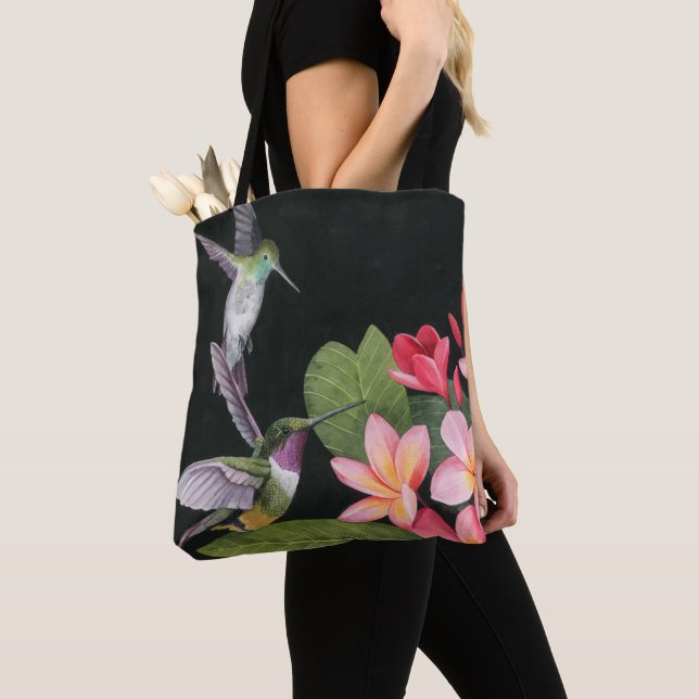 Bolsa Tote Aves Hummingaves Na Plumeria (Close Up)