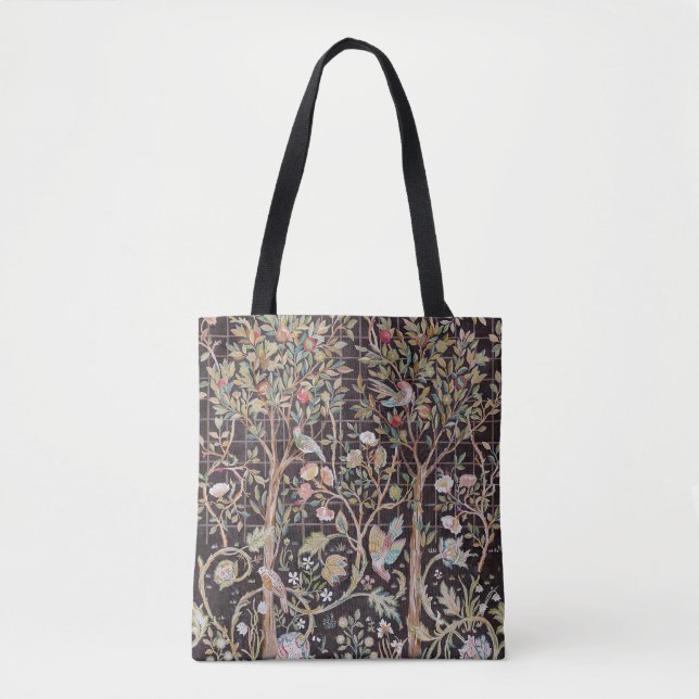 Bolsa Tote Aves no Jardim Flor, William Morris (Frente)