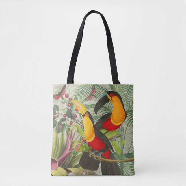 Bolsa Tote Aves Tropicais Vibrantes Turianos Arte Selva Exóti (Frente)