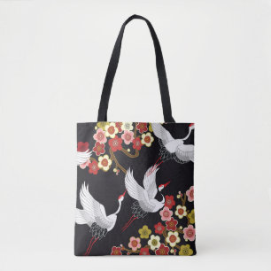Bolsa Tote Aves Voadoras: Crane Heron Japonês.