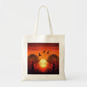 Bolsa Tote Aves Voando Sobre O Sol - Arte Natural Serena