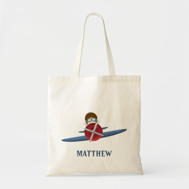 Bolsa Tote Aviador e seu avião (Frente)