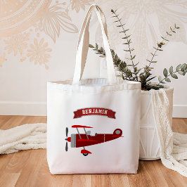 Bolsa Tote Avião Antigo Vermelho Vintage Infantil