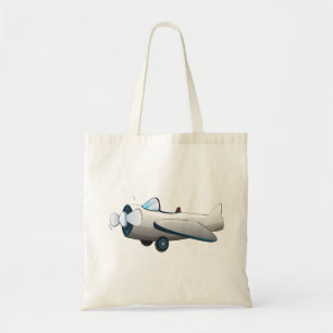 Bolsa Tote Avião de desenho animado branco estilo retrô vinta