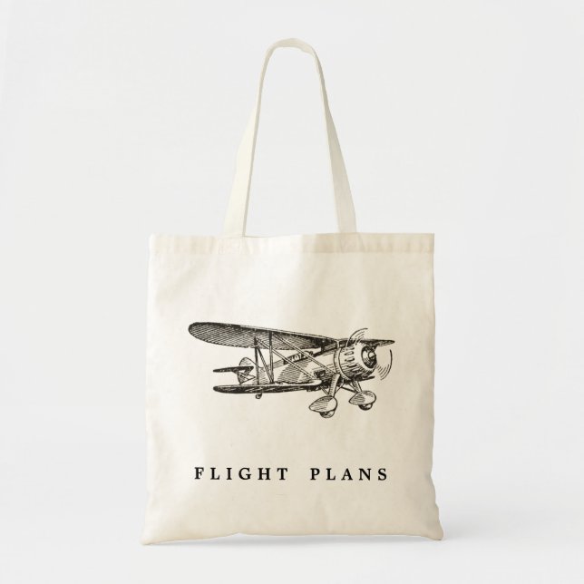 Bolsa Tote Avião Vintage, Planos de Voo (Frente)