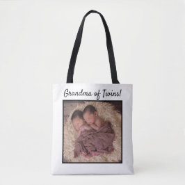 Bolsa Tote Avó de Gêmeos Foto de Bebê Novo Personalizada