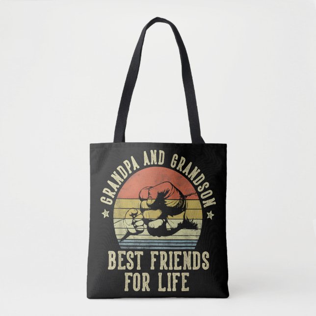 Bolsa Tote Avô e neto melhores amigos para a vida G engraçada (Frente)
