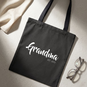 Bolsa Tote Avó Estabeleceu Presente de Roteiro Preto Branco