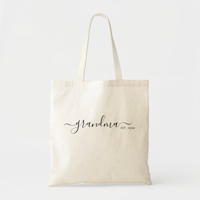 Bolsa Tote Avó Estabelecida em Letra Moderna Preta (Frente)