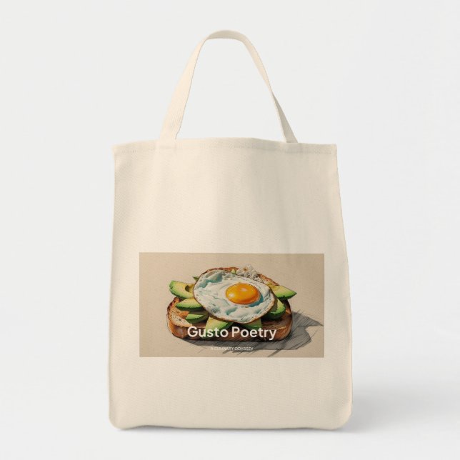 Bolsa Tote Avocado e Ovo Brancos Gusto Poesia (Frente)