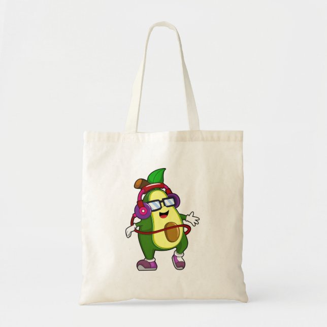 Bolsa Tote Avocado em Música com Fone de Ouvido (Frente)