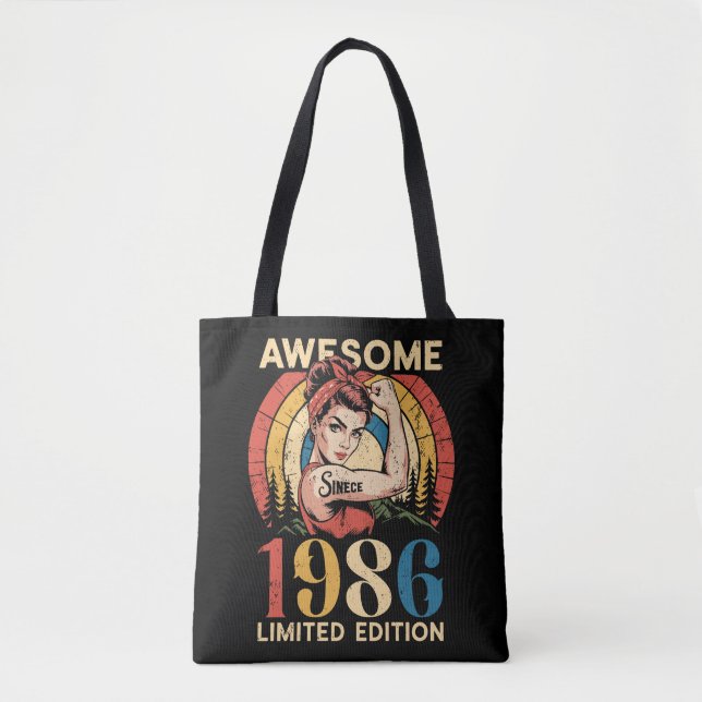Bolsa Tote Awesome Since 1986 Retro 40th Women's Birthday  (Frente)