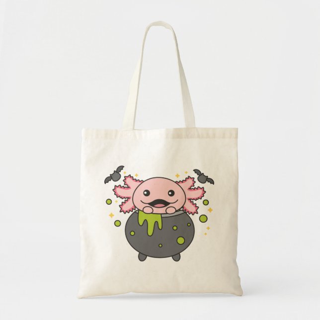 Bolsa Tote Axolotl Happy Halloween Cauldron Bat Tote Bag (Frente)