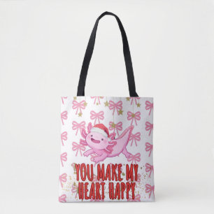 Bolsa Tote axolotl rosado e giro