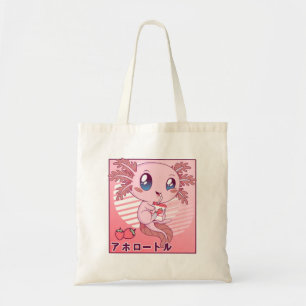 Bolsa Tote Axolotl Strawberry Milk Retro Kawaii Japão Axolotl