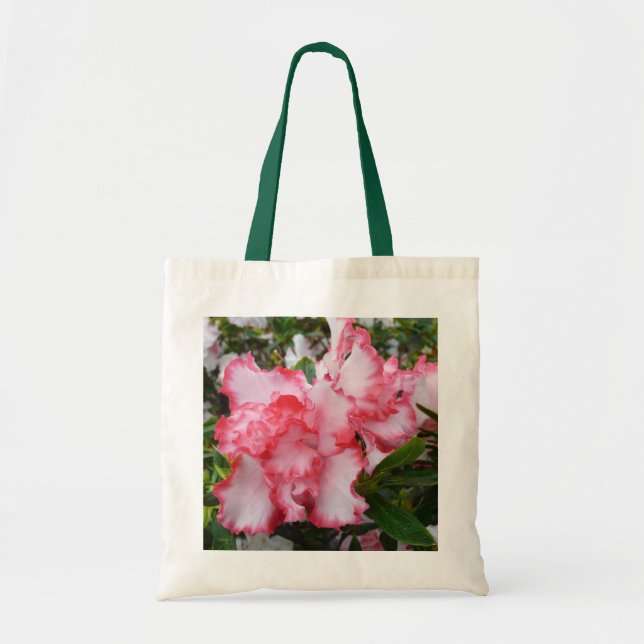 Bolsa Tote Azaleas Primavera Floral, Vermelhas Duplas e Branc (Frente)