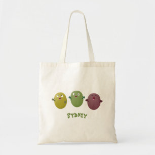 Bolsa Tote Azeitonas agradáveis, bonitas, cantando cartoon