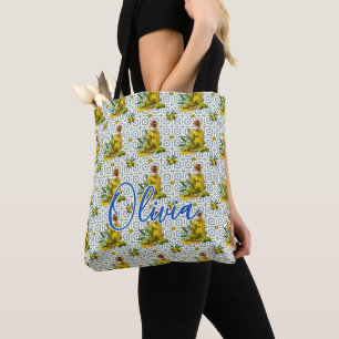 Bolsa Tote Azeitonas com Padrão Personalizado em Azulejos