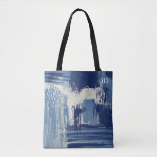 Bolsa Tote Azul Abstrato e Marfim