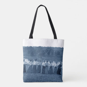 Bolsa Tote Azul azul-rio da Raposa Tug-O-War, mulher do sécul