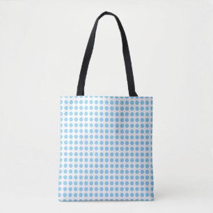 Bolsa Tote Azul-bebê em White Medium Horiz. Bolinhas