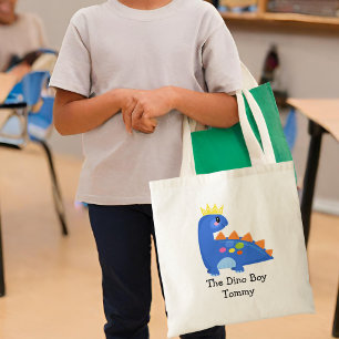 Bolsa Tote Azul Bonito O Rapaz Dino Crianças.