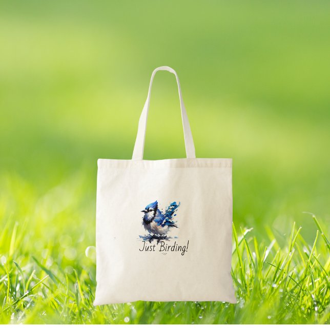 Bolsa Tote AZUL/BRANCO - Azul (lovely and fun loving tote for bird watchers in their every day activities.)