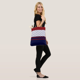 Bolsa Tote Azul-branco e Design azul Patriótico