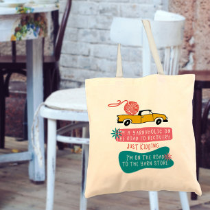 Bolsa Tote Azul cor-de-rosa retro de confecção de malhas da
