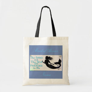 Bolsa Tote Azul da areia da madrinha de casamento e da sereia
