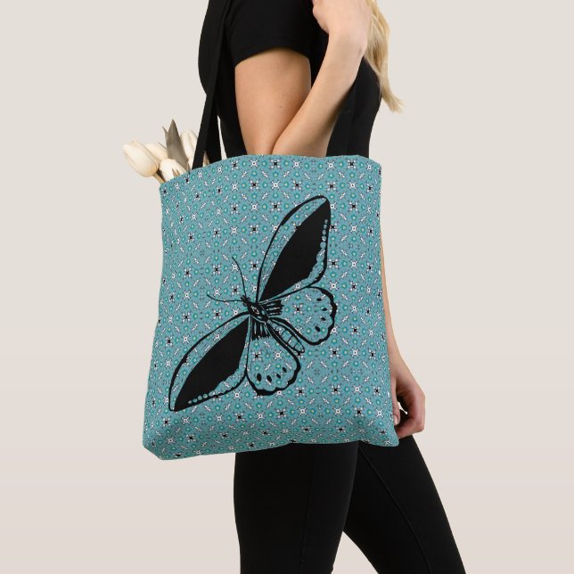 Bolsa Tote Azul da Borboleta  (Close Up)