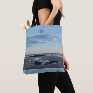 Bolsa Tote Azul De Baixa Ocultação De Maine Beach Monogramado