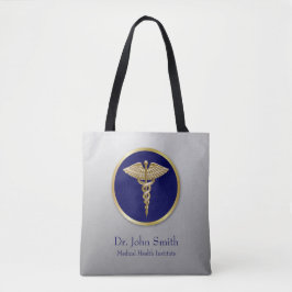 Bolsa Tote Azul de Cadubo Médico Dourado Profissional