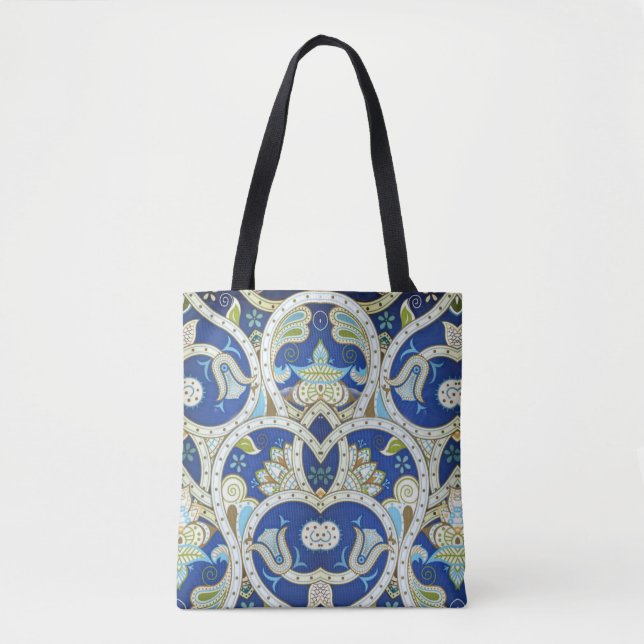 Bolsa Tote Azul de ornamentos Hindu (Frente)