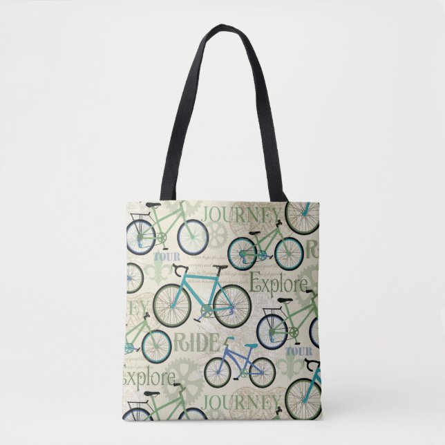 Bolsa Tote Azul de Viagem Bicicleta (Frente)