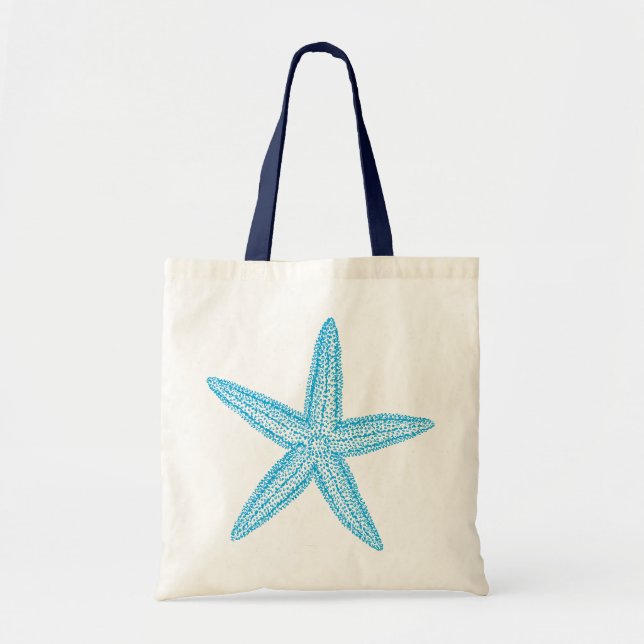 Bolsa Tote Azul do Aqua da estrela do mar (Frente)
