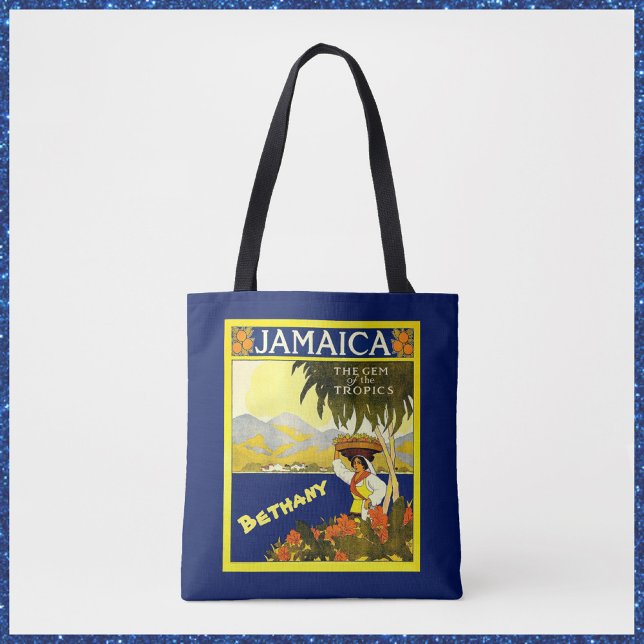 Bolsa Tote Azul e Amarelo - Jamaica Tropical (Criador carregado)