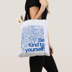 Bolsa Tote Azul e Branco Simples Ilustrativo Floral