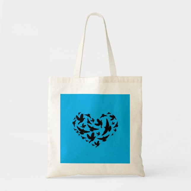Bolsa tote azul e preta personalizável com desenho (Frente)