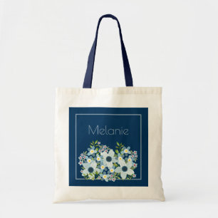 Bolsa Tote Azul Empoeirado, Flor Country de Noiva Naval