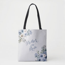 Bolsa Tote Azul Empoeirado Floral Branco Mãe da Noiva