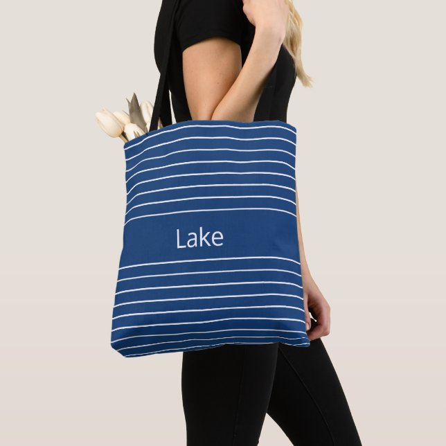 Bolsa Tote Azul Escuro Elegante (Close Up)