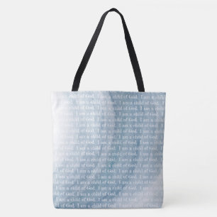 Bolsa Tote Azul Eu sou uma criança de Deus Aquarela