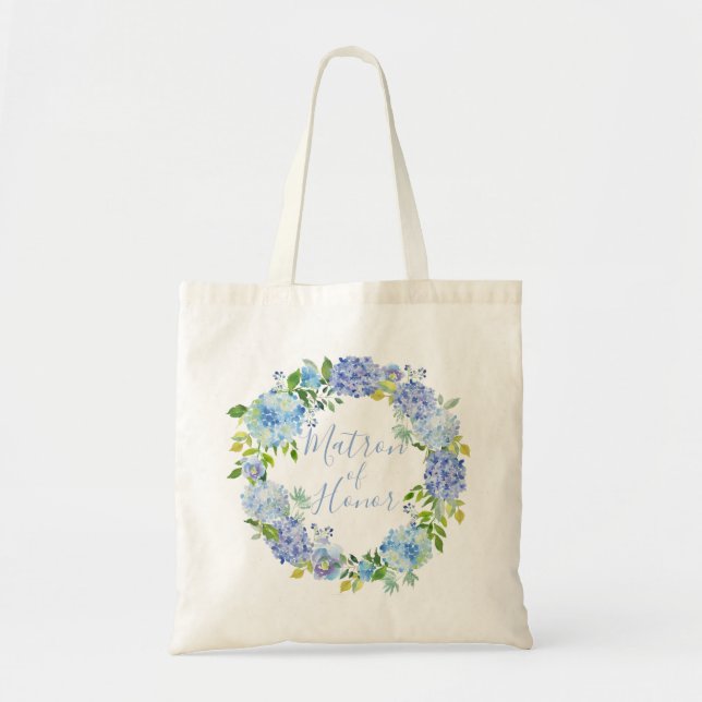 Bolsa Tote Azul Hydrangea Floral | Matriz Tote Bag Honor (Frente)