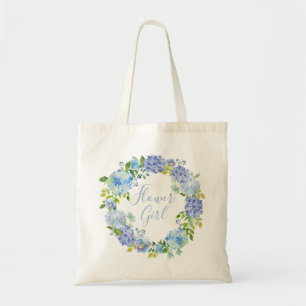 Bolsa Tote Azul Hydrangea Floral Saco de Toalha da Garota F