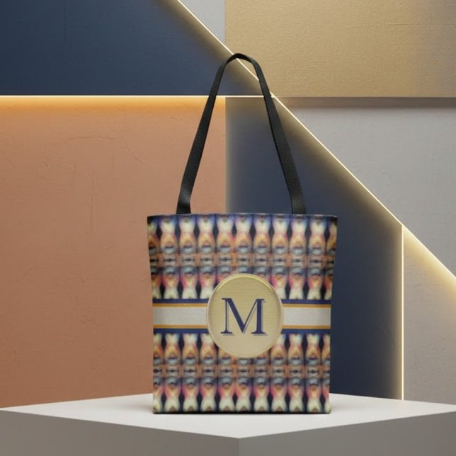 Bolsa Tote Azul, Laranja e Multicolorido Abstrato (Criador carregado)